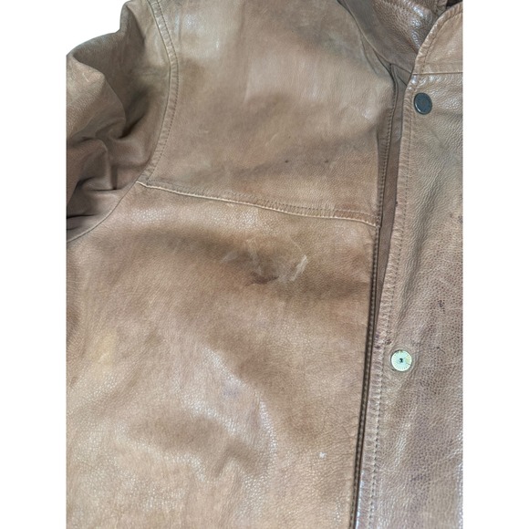 Johnston & Murphy 100% Leather Jacket Button Up Tan Brown Mens Medium Outerwear - Picture 2 of 11
